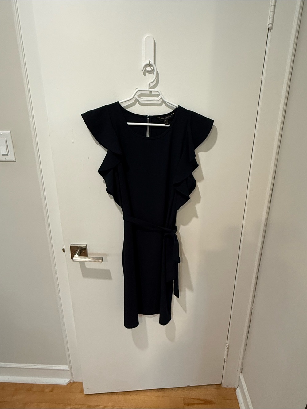 Banana Republic Ruffle Sleeve Tie-Waist Dress - Navy